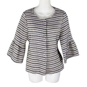 Kimika off white blue textured snap front jacket